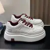 Tenis Blancos de Suela Gruesa para Mujer, Nuevos Versátiles de Plataforma Deportivos Casuales Primavera y Otoño 2026, Tenis con Cordones Ligeros que Aumentan la Altura