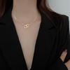 Collar de doble anillo en forma de corazón para mujer, cadena para la clavícula estilo ins Harajuku, collar con colgante simple de corazón a corazón para novia