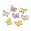 Pingente Metálico Borboleta Esmaltada Colorida em Aço Inoxidável, Pingente de Design Único para Pulseiras, Colares e Acessórios de Cabelo DIY