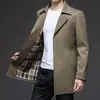 Nuevo Gabardina para Hombre Primavera y Otoño, Longitud Media, Cuello de Solapa, Cintura con Cinturón, Estilo Coreano Ajustado Chaqueta Gabardina para Jóvenes