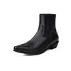 Tamanho masculino e feminino pontudo grosso novo cano curto estilo europeu e americano botas estampadas com botas martin botas botas comércio exterior 3548 preto algodão