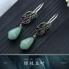 Pendientes artesanales de plata tailandesa con galvanoplastia de marca de moda nacional de verano 2022 con incrustaciones de imitación de jade hetiano, pendientes vintage de magnolia