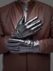 Luvas de Couro PU com Veludo Plus Size Masculinas de Inverno à Prova de Vento Quentes para Tela Sensível ao Toque Luvas para Pilotagem de Motocicleta Espessadas Proteção contra Frio