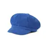 Gorro de pana de color liso estilo coreano para mujer, moderno gorro de pintor artístico combinable para otoño e invierno, gorro octogonal vintage británico.