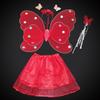 Ropa para actuación infantil de jardín de niños Vestido de actuación de princesa Alas de mariposa de ángel Traje de cuatro piezas