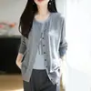 Estilo Suave Cardigan de Punto Falso Dos Piezas para Mujer Suéter Abrigo Jacquard de Ciervo Pequeño Holgado Adelgazante Manga Larga Otoño Invierno Versátil