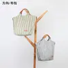 Bolsa de Lona Listrada Simples Artística Estilo Coreano, Bolsa de Mão Casual e Fashion, Bolsa de Ombro e Transversal de Grande Capacidade para Mulheres