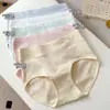 7A Ropa Interior Antibacteriana Nueva Simple para Mujer Algodón Puro Fondo Extendido Cintura Media-Alta Cómoda Amigable con la Piel Transpirable Calzones de Niña