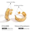 Brincos Europeus e Americanos de Aço Inoxidável Estilo Ins Modernos Elegantes Cravejados com Diamantes Luxo Acessível Aço Titânio de Alta Qualidade Brincos com Cor Preservada Dourada 18K