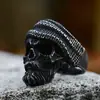 Guerrero de Acero anillo de acero inoxidable para anciano barbudo comercio exterior Nuevo Sombrero de Calavera anillo de titanio al por mayor