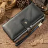 NIUCUNZH Carteira Masculina de Couro Genuíno Longa Camada Superior Couro Bovino Bolsa de Mão de Couro Macio Grande Capacidade Bolsa de Mão de Couro Puro