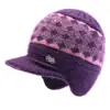 Chapéus de Inverno para Mulheres de Meia-Idade e Idosas, Avó, Mãe, Chapéus Quentes para Idosos, Chapéus de Lã Grossa Tricotados com Forro de Fleece e Proteção Auricular de Pelo de Coelho