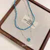 Collar de Flor de Piedra Natural Turquesa, Cadena de Clavícula en Capas Fresca y Sencilla, Nuevo Modelo 2025, Nicho de Lujo Ligero