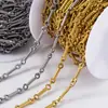Cadena de Eslabones de Bambú de Acero Inoxidable, Cadena Recta Sencilla, Cadena Básica Minimalista, Estilo Ins, Accesorios para Collar de Bricolaje con Varilla de Conexión