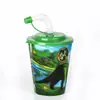 Botella de bebida con pajita de dibujos animados de animales 3D, vaso para jugo, vaso de plástico, regalos promocionales, al por mayor, en stock