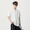 Camiseta Americana de Media Cremallera Manga Corta Hombre Verano Corte Limpio Streetwear Travieso Guapo Deporte Holgada Top de Media Manga