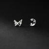 Nalan Plata de ley S925 fresca y dulce estilo ins diseño nicho con aretes de mariposa luna de diamante M06497