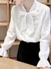 Camisa Chic con Lazada Estilo Francés para Mujer, Nuevo Diseño Primavera y Otoño 2026, Top Único, Elegante Camisa a Capas, Moderna