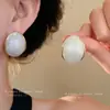 Pendientes geométricos de resina con incrustaciones de aguja plateada estilo retro de Hong Kong, pendientes de temperamento de alta gama, joyería simple para otoño e invierno, mujer