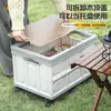 Caja de Almacenamiento para Maletero de Coche Caja de Almacenamiento para Acampada al Aire Libre Organizador de Acampada Plegable Tapa de Madera Caja de Almacenamiento para Picnic