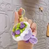 Regalo de Cumpleaños Llavero de Ramo de Hilo Rosa Artificial Llavero Hecho a Mano de Ganchillo Peluche Pequeño Regalo