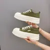 Tênis de lona com sola grossa estilo casual para mulheres, novo modelo de verão, tênis de cadarço respirável de cano baixo, sapatos plataforma versáteis e confortáveis