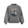 Sudadera elegante con estampado floral, cuello redondo, corte holgado, colección primavera/otoño para hombre, estilo retro americano, con diseño de rapero, acabado desgastado, ropa deportiva casual
