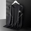 Colete de Seda Gelo Masculino Respirável Secagem Rápida Esportivo Lazer Colete Largo Masculino Gola Redonda Regata Sem Mangas Fashionável em estoque