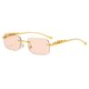 Gafas de Sol Cuadradas Decorativas sin Marco de Guepardo para Hombres y Mujeres, Gafas de Metal con Cabeza de Leopardo, Gafas Transfronterizas, Gafas de Sol con Protección UV400