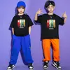 Camiseta de Hip-Hop para Niños Holgada Hip-Hop Impresión Libre Logo Institución de Educación de Baile Equipo de Danza Uniforme Rendimiento