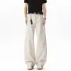 Pantalones de pierna recta, pierna ancha, corte holgado, pantalones casuales de pierna recta estilo americano para hombre, pantalones de trabajo lavados de verano, gris