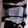 Camiseta de Malla Patchwork de Gama Alta con Mangas Largas para Mujer, Nuevo Estilo Primavera/Verano 2026, Top Exterior Talla Grande