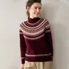 Colección Otoño/Invierno 2026 Suéter de Cachemira Gruesa Jacquard Fair Isle Cachemira Grado A, Jersey de Punto de Cuello Alto