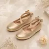 Zapatos de Princesa con Tira Elástica de Purpurina para Niñas Zapatos de Fiesta para Niña de las Flores Zapatos Planos de Ballet con Lazo en la Espalda