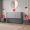 Cabecero Modelo Nuevo 2026 con Tapicería Suave, Diseño Simple de Madera Maciza de Pie Integrado, Respaldo de Cuero Genuino, Cuero de Garra de Gato, Cabecero Ultra Delgado Se Vende por Separado