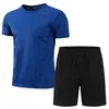 Personalizable - Conjunto de Verano para Hombre de Malla con Mangas Cortas Camiseta + Shorts Deportivos, Color Sólido, Casual y Versátil