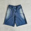 Ropa para Hombre Marca Trendy Americana North Boundary Verano 2025 Nuevo Retro Lavado Desgastado Cintura Elástica Jeans de Cinco Puntos para Hombre