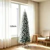 Árbol de Navidad artificial verde de PVC con luces, estilo delgado tipo pluma, decoración navideña al por mayor