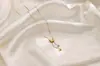 Nuevo y Moderno Versátil Collar de Acero de Titanio Esmerilado con Borla de Trébol de Cuatro Hojas de la Suerte, Chapado en Oro de 18 Quilates, No se Desvanece, Joyería Sencilla