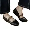 Nuevos Zapatos Mary Jane de Suela Blanda 2025 Otoño Planos de Suela Plana Hebilla Zapatos Pequeños de Cuero Boca Baja Planos Zapatos Pequeños de Cuero para Mujer