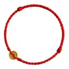 Pulseira de Fio Vermelho com Moeda de Cobre Cinco Imperadores Cor Dourada para Homens e Mulheres, Contas da Sorte, Pulseira de Segurança e Saúde Tecida de Proteção do Ano Zodiacal