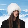 Sombrero de cubo de felpa glutinosa suave para mujer, otoño e invierno, cálido, versátil, sombrero japonés, cara blanca peluda, protección para orejas pequeñas, sombrero para el frío