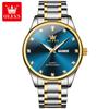 Reloj de marca Oli Time, comercio exterior transfronterizo, esfera grande, doble calendario, negocios, resistente al agua, doble calendario, reloj para hombre.