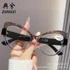 Gafas de Lectura Estilo Europeo y Americano Personalizadas con Bloques de Color Ojo de Gato Montura Grande Anti Luz Azul para Mujer, Elección de Influencers, Aspecto Natural, Efecto Adelgazante, Gafas sin Graduación