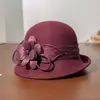Rongmei 2026 Nuevo Sombrero Clásico Hepburn Transfronterizo con Ala Curva, Sombrero de Mezcla de Seda y Lana, Elegante Sombrero de Estilo Francés