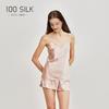 Novo 19 Mmi 100 Mulberry Silk Home Wear Heavy Silk Camisole Shorts Femininos Pijamas Set Mulheres