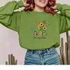 Sudadera de Cuello Redondo para Mujer con Estampado de Girasol y Mariposa, Producto al por Mayor de Comercio Exterior Transfronterizo Amazon Wish