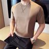 Comércio exterior atacado novo masculino verão cor sólida simples manga curta camiseta simples bordado gola redonda manga de ombro camisa base