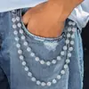Corrente de Calça de Bola de Diamante Cruz de Pérola Europeia e Americana Corrente Pendurada em Jeans Hip-Hop para Meninos Acessórios de Corrente de Cintura para Homens