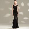 Vestido de Noche para Actuación en Solitario Examen de Arte Negro para Mujer 2026 Nuevo Ajuste Delgado Elegante Banquete Gama Alta Sirena Anfitrión Vestido Largo